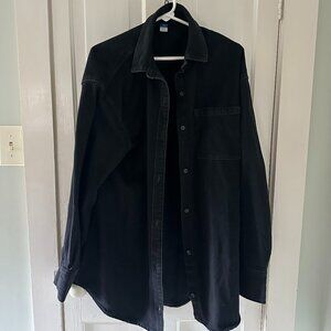 Denim Button-Down Boyfriend Shirt (Medium)